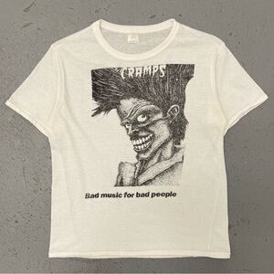 Vintage 80s The Cramps Bad Music For Bad People Rare Punk Rock Band T Shirt XL